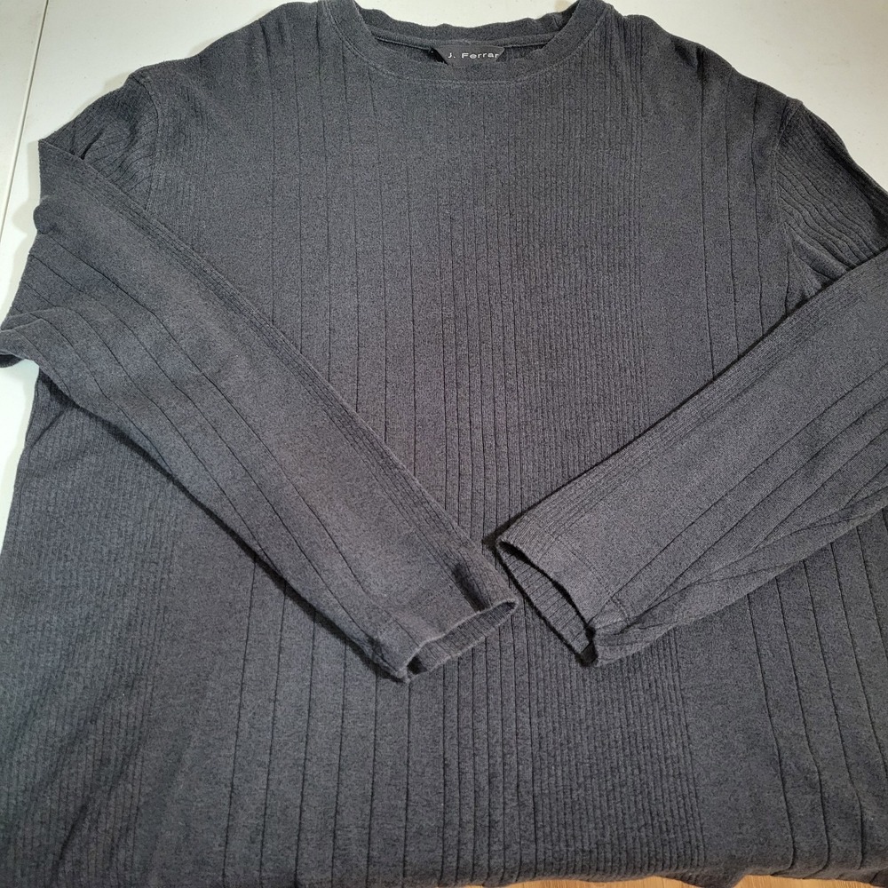 J Ferrar Sweater Long Sleeve Mens Size XL Black Cotton Blend Rayon Casual‎ 0276